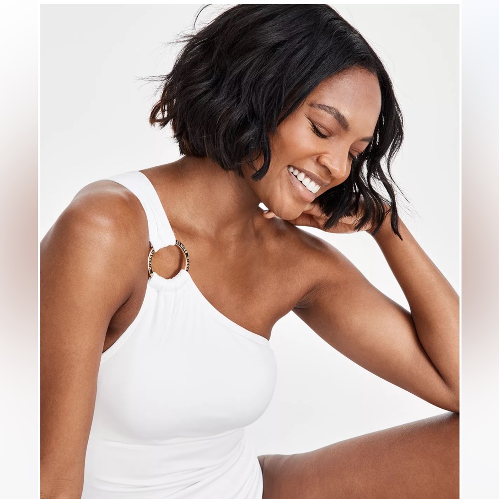 MICHEAL KORS MK white one shoulder swim suit